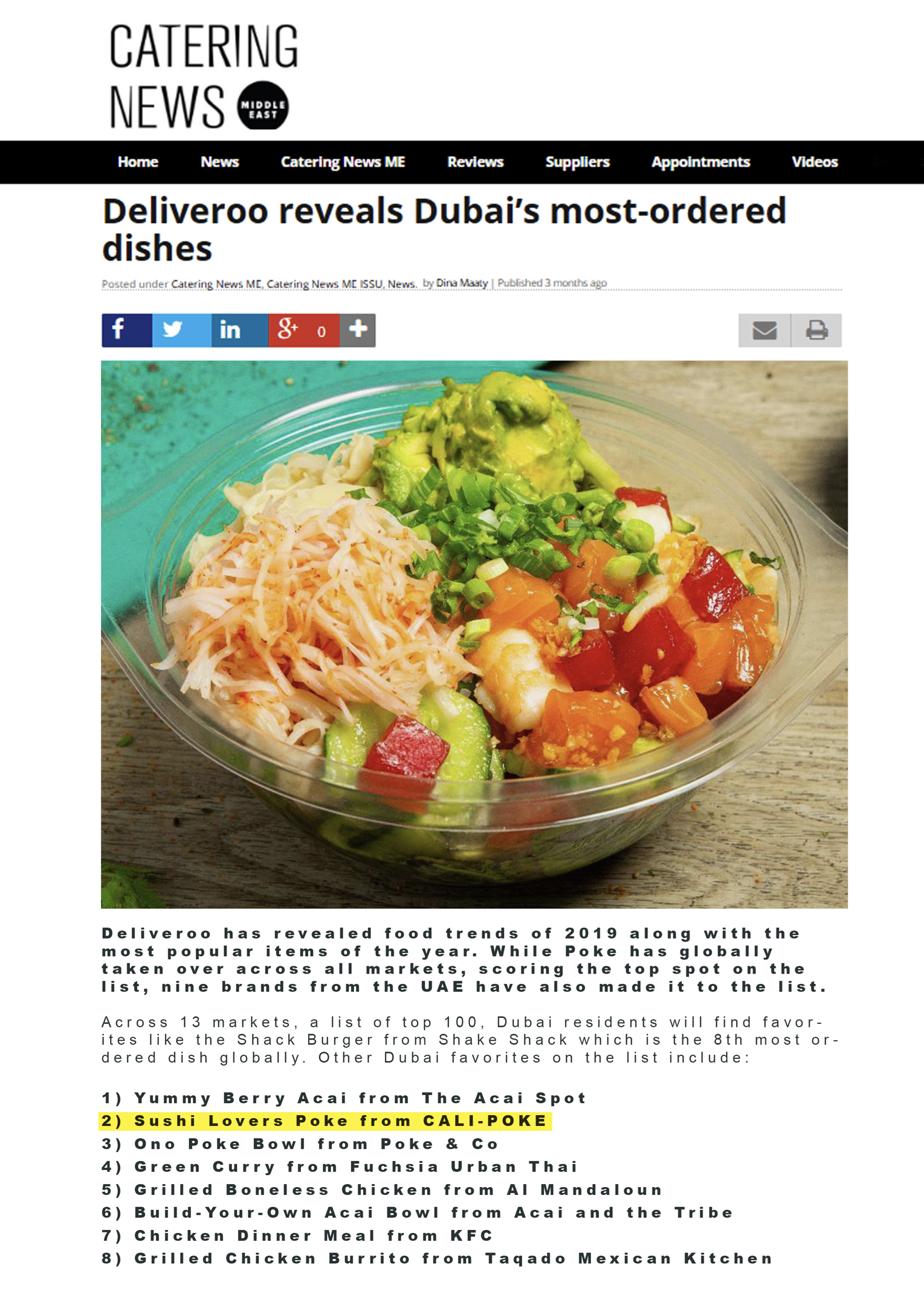 Catering News Middle East: Dubai’s most-ordered dishes