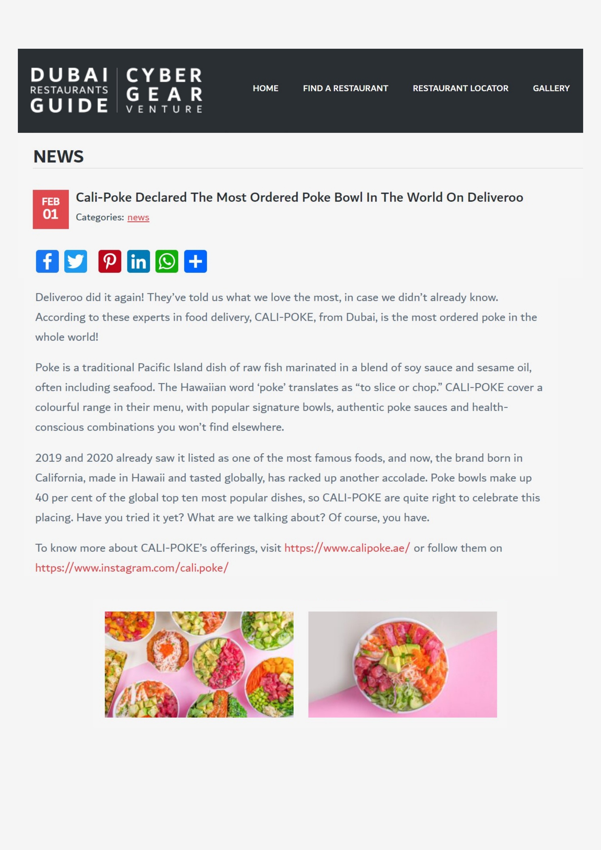 Dubai Restaurants Guide: Most-ordered poke bowl